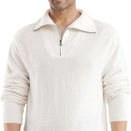 rare rabbit Men Solid Collared Neck White Sweater-picture-45