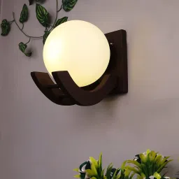 Wooden Wall Light/Wall Globe Lamp For Bedroom, Living Room, Home Decor (Brown) Wall Lights Lamp Shade-31