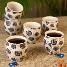 unravel india Handcrafted 50Ml Multicolor Ceramic (Set Of 6) Kullad-picture-11