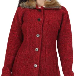 Wool Self Design, Solid, Woven Coat For Women-picture-21