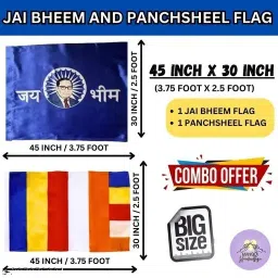Combo pack of Jay Bheem Flag / Buddhist / Panchsheel Flag 30X45 Inch A-Foldable Outdoor Flag-image-34