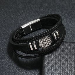Metal, Brass, Stone, Rubber, Alloy, Stainless Steel Beads, Crystal Black Silver Bracelet-image-10