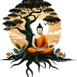 61 cm Buddha sitting under a bodhi tree Self Adhesive Sticker-image-19