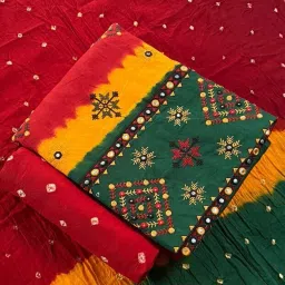 Unstitched Cotton Blend Salwar Suit Material Embroidered-image-3