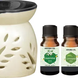 PEEPRESION Black Top Burner With Jasmine, Lemongrass, Rose Aroma Oils (15ml Each) Uses For Bathroom, Office, Study Table, Studio, Dinning Table, Meeting Room Diffuser-23