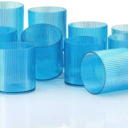 (Pack of 12) 100% Unbreakable Lining Pattern Water Juice Drinking Glasses Set Of 12 Glass Set Water/Juice Glass-image-79