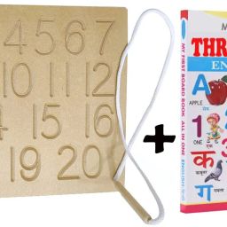 Wooden Numeric Tracing Board 1-20 Number Handwriting Practice Slates +3in1 Book-image-98