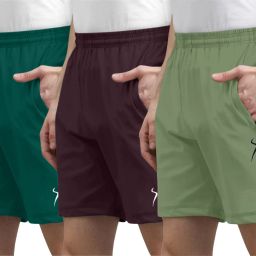 Pack of 3 Solid Men Multicolor Sports Shorts-image-83