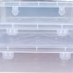 BUYBEST COMBO PACK OF 3 MULTIPURPOSE PLASTIC STORAGE BOX WITH LOCK - TRANSPARENT Storage Box-7