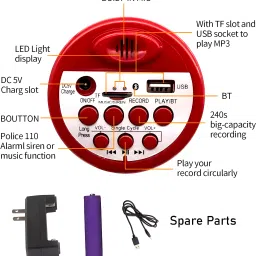 clairbell V481 KING BHOPU MEGAPHONE-Loud & Clear,Stylish with USB,TF,Recordable,Chargeable Indoor, Outdoor PA System image 3
