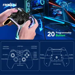 Frontech Wired Type-C Gaming Controller |Dual Vibration Motors | RGB Light (GP-0001) USB Gamepad image 3