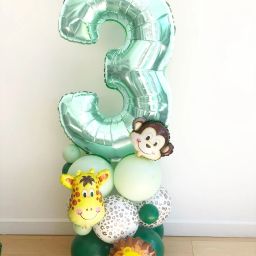 Printed Jungle Theme Birthday Green Balloon Standee Marquee DIY 3rd three third Number Balloon Bouquet-image-30