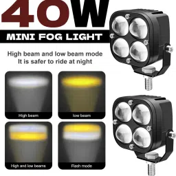 40W Mini LED Fog Light with Yellow/White Flashing Mode Fog Lamp Car, Motorbike, Truck LED (9 V, 40 W)-27