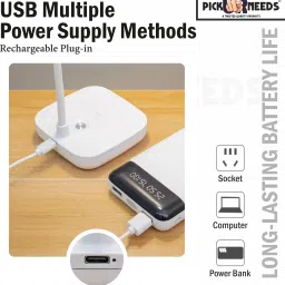 pick ur needs Rechargeable Table Lamp With 3 Multiple LED Light Touch Sensor Type C Charging Study Lamp image 2