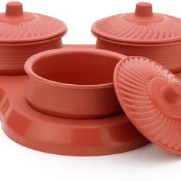 Plastic Serving Bowl Unbreakable Multipurpose Kitchen Handi Shape Bowl with Lid-28