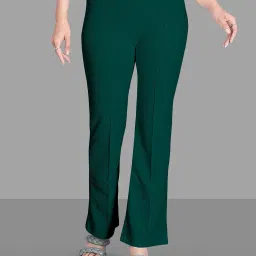 Women Comfort Fit Multicolor Lycra Blend Trousers-image-30