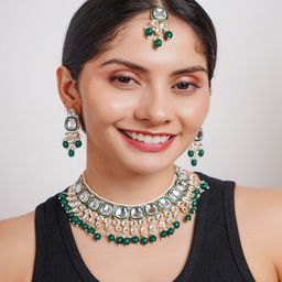 Divisha 18KT Gold Plated CZ Stone Studded & Beaded Jewellery Set-image-41
