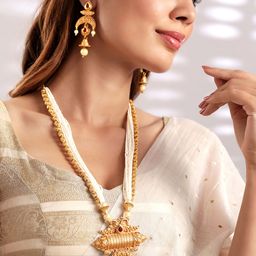 Rubans Women Gold-Plated & White Pearl-Embellished Jewellery Set-image-39