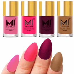 MI FASHION Set of Velvet Matte Nail Polish 9.9 ml Each -Baby Pink 07 - Neon Pink 13 - Magenta 14 - Dark Nude 27-image-96