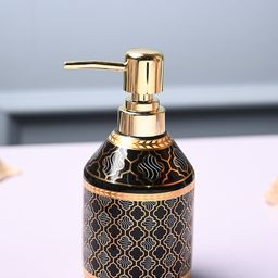 MARKET99 Black & Gold-Toned Geometric Printed Ceramic Glossy Soap Dispenser 550 ml-picture-11