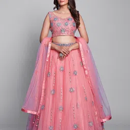 Fusionic Embroidered Thread Work Ready to Wear Lehenga & Blouse With Dupatta-picture-21