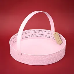 e kysa Pink metal hamper Fancy Basket Regular Multi-Utility Organiser-image-2
