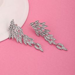 Carlton London Women Rhodium-Plated CZ-Studded Contemporary Drop Earrings-41