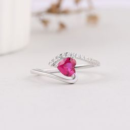 Ornate Jewels 925 Sterling Silver Rhodium Plated AD and Ruby Studded Finger Ring-55