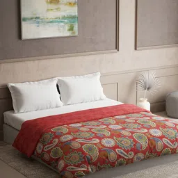 DDecor Red & Beige Paisley PrintedPure Cotton 300 GSM Heavy Winter Double Bed Quilt-image-84