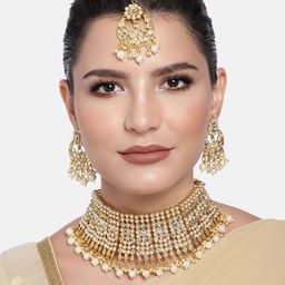 Peora White Gold-Plated Kundan Studded Handcrafted Jewellery Set-picture-32