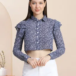 TOOCHKI Shirt Collar Floral Print Ethnic Georgette Shirt Style Top-picture-4