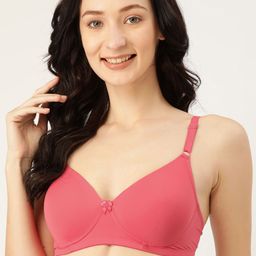 DressBerry Coral Pink Everyday Bra-Underwired Lightly Padded-picture-50