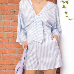 DressBerry Sassy & Stylish Tie-Up Striped Flared Sleeves Playsuit-image-39