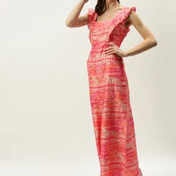 Ethnovog Coral  Multicoloured Striped Basic Jumpsuit with Ruffles-picture-8