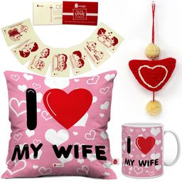 Indigifts Set of 13 Pink I Love My Wife Quote Valentines Day Gift Set-39