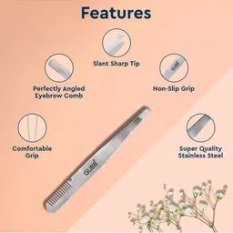GUBB Slant Tip Tweezer with Eyebrow Comb for Facial Hair & Eyebrows image 3