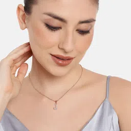 Estele Rose Gold-Plated Artifical Stone Studded Contemporary Pendants with Chains-image-81