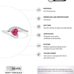 Ornate Jewels 925 Sterling Silver Rhodium Plated AD and Ruby Studded Finger Ring image 3