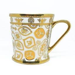 Femora White & Gold-Toned 4 Pieces Printed Ceramic Glossy Coffee & Tea Cup image 2