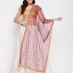 clora creation Gotta Patti Net Dupatta with Sequin Embellishment image 1