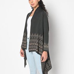 american eye Open Front Shrug with Printed Hem image 1