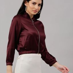 neudis Zip-Front Satin Bomber Jacket image 2