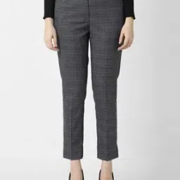 Women Checked Slim Fit Flat-Front Trousers-image-49