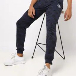 Men Leaf Print Joggers with Elasticated Drawstring Waist-image-34