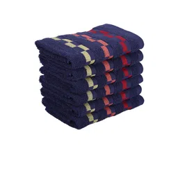 BIANCA Navy Blue Set Of 6 Mercerized Combed Cotton Bumpy-Striped Towels image 2
