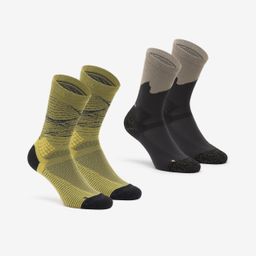Hiking socks - Hike 500 High Trendy - 2-Pack - Khaki and Grey-19
