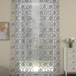 Silver Traditional Polyester 7 Ft Sheer Eyelet Door Curtains (Set of 2) by ROSARAHOME-picture-34