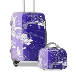 Polo Class Set Of 2 White & Purple Hard-Sided Trolley Suitcase & Vanity Bag-24