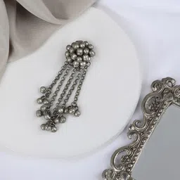 TEEJH Women Silver-Plated Oxidised Juda Bun Pin-43