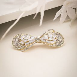 VOGUE PANASH Gold-Plated CZ-Stone Studded French Barrette-52